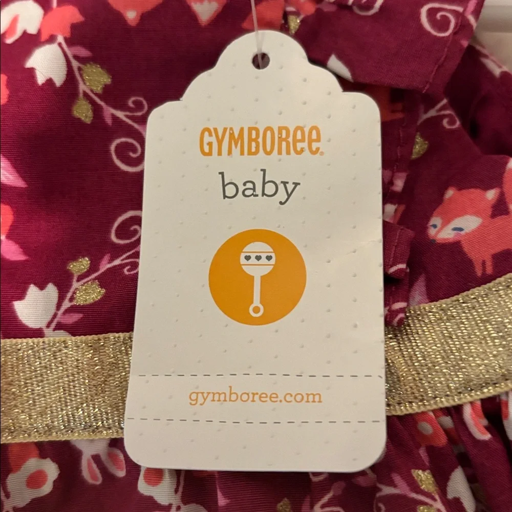 NWT Gymboree Burgundy Baby Dress with Gold Trim
